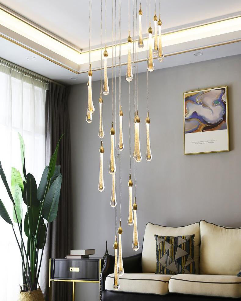 WOMO Lustre Spirale Goutte d Eau Cristal Escalier-WM2124