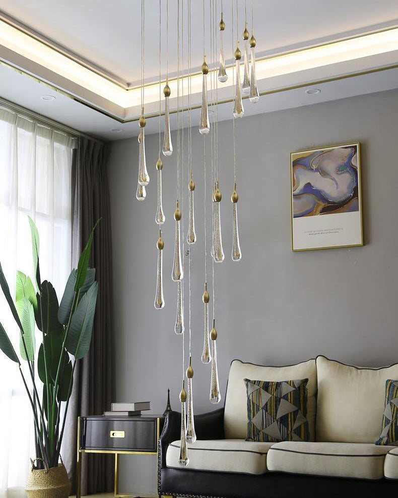 WOMO Lustre Spirale Goutte d Eau Cristal Escalier-WM2124