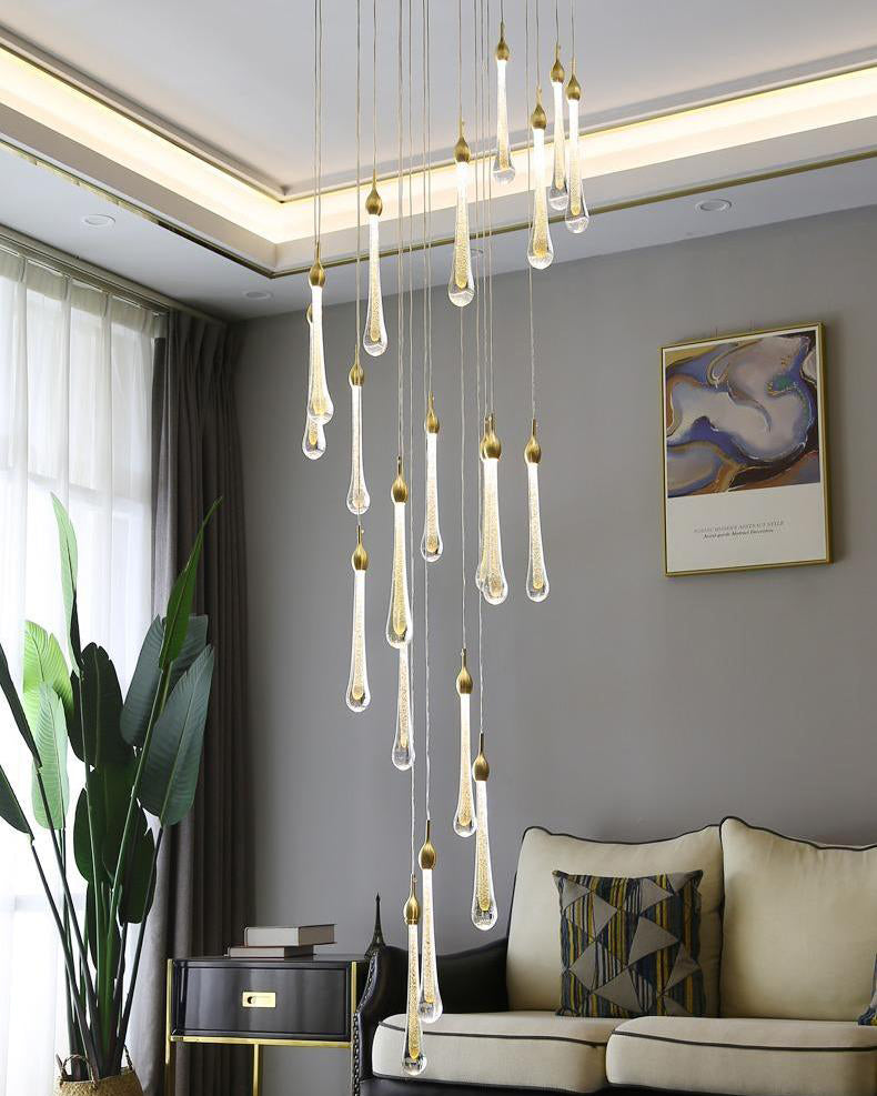 WOMO Lustre Spirale Goutte d Eau Cristal Escalier-WM2124