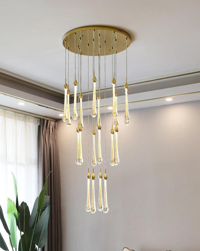 WOMO Lustre Spirale Goutte d Eau Cristal Escalier-WM2124