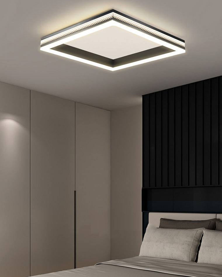WOMO Plafonnier LED Carré Rond Noir - WM1058