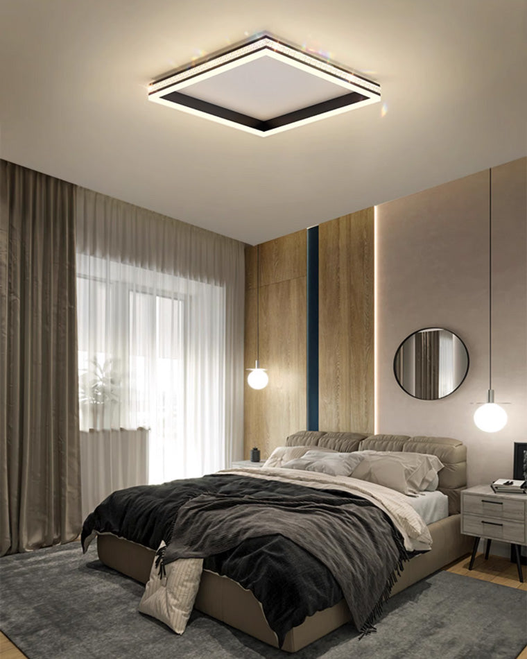 WOMO Plafonnier LED Carré Rond Noir - WM1058