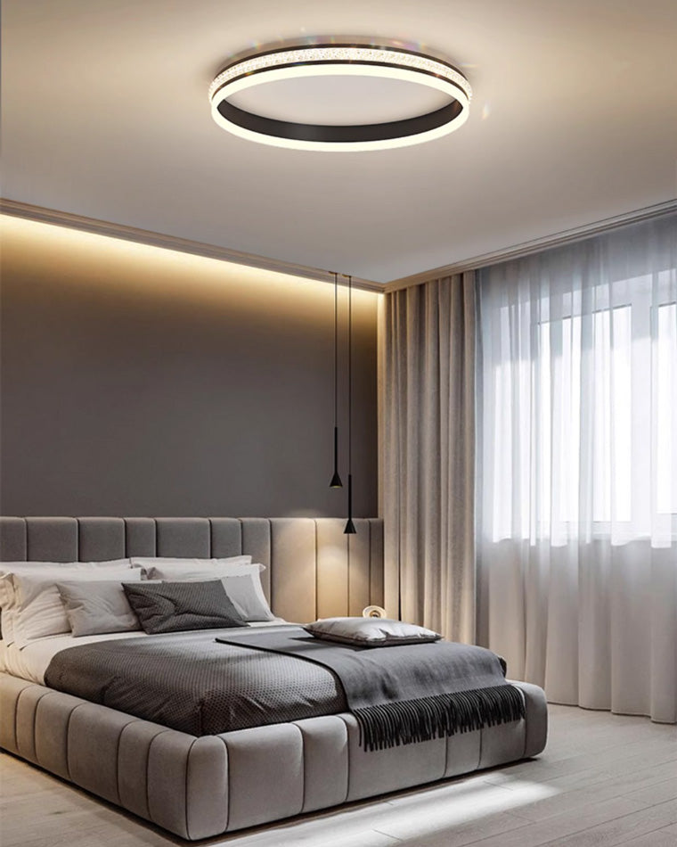 WOMO Plafonnier LED Carré Rond Noir - WM1058