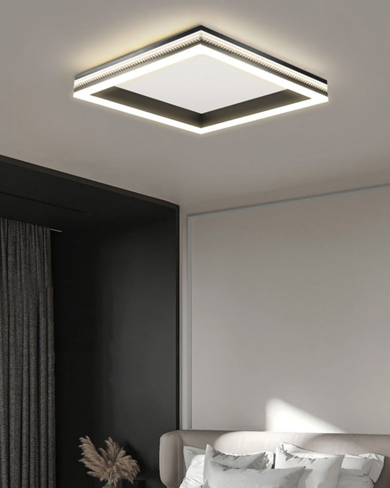 WOMO Plafonnier LED Carré Rond Noir - WM1058