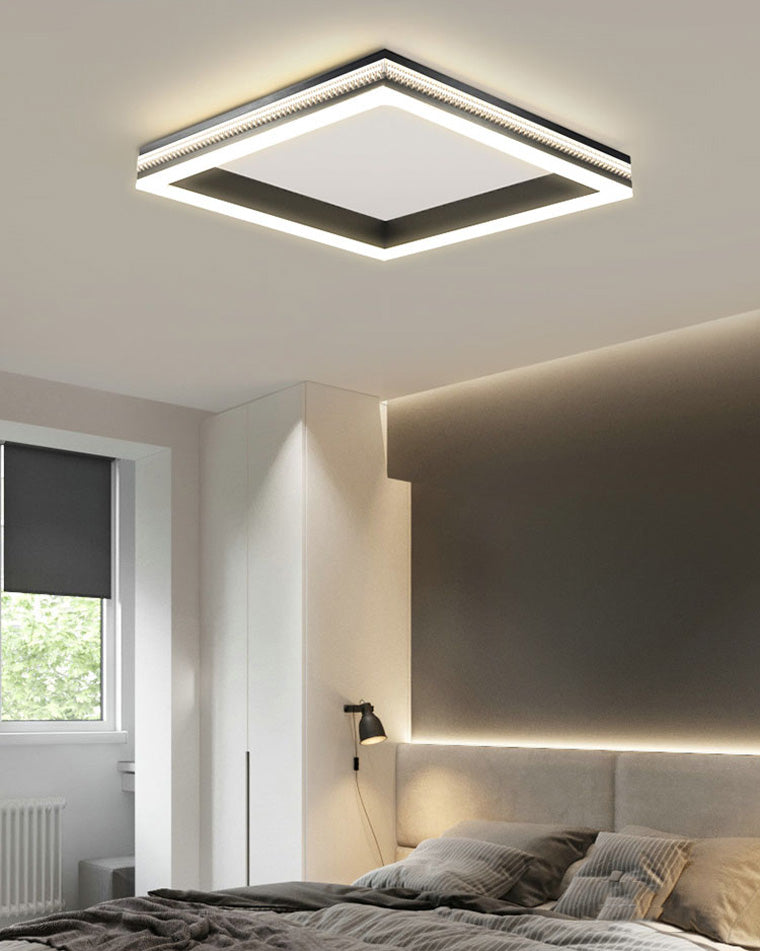 WOMO Plafonnier LED Carré Rond Noir - WM1058
