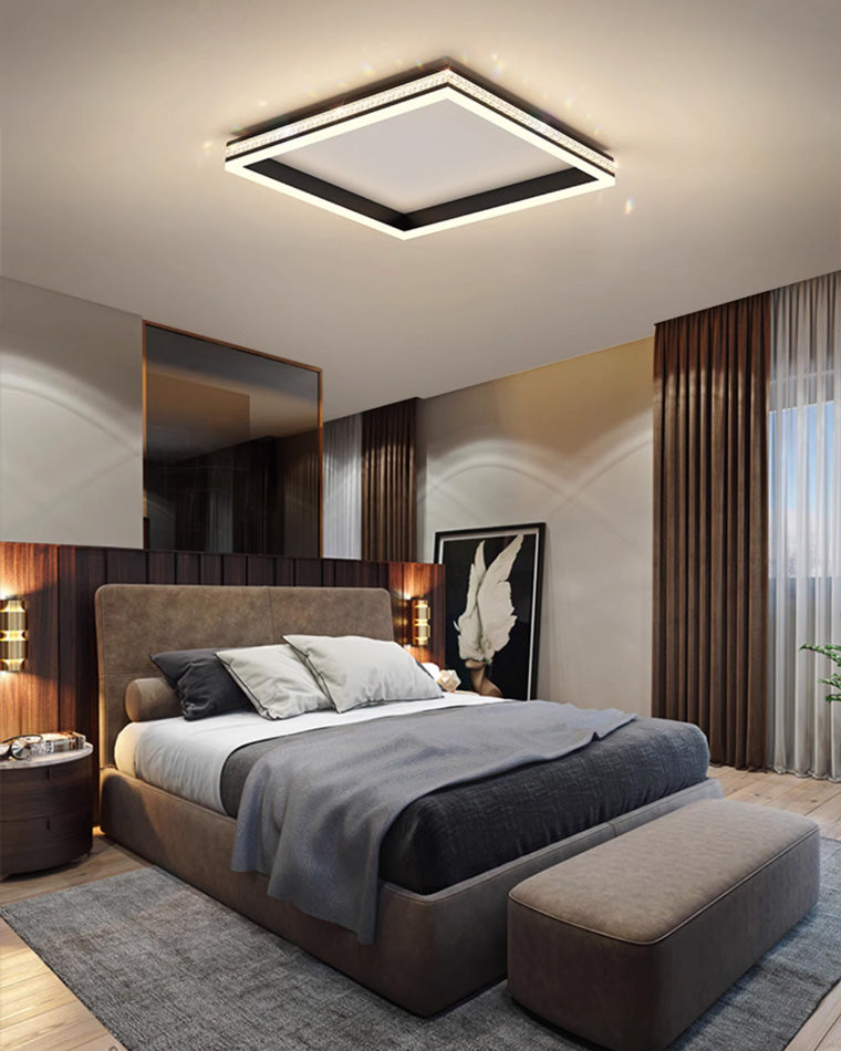 WOMO Plafonnier LED Carré Rond Noir - WM1058