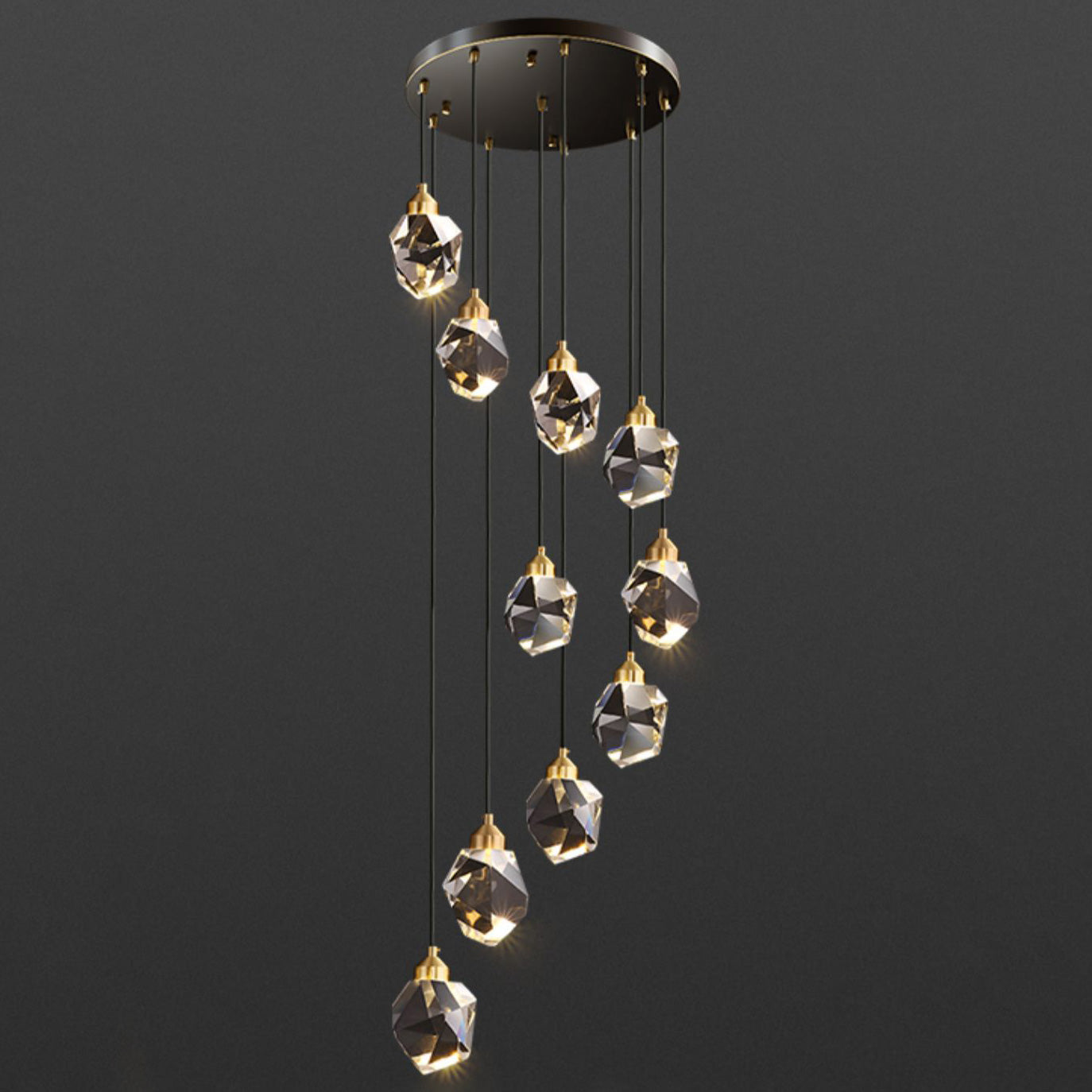 WOMO Lustre Cristal Doré Plusieurs Ampoules-WM2189