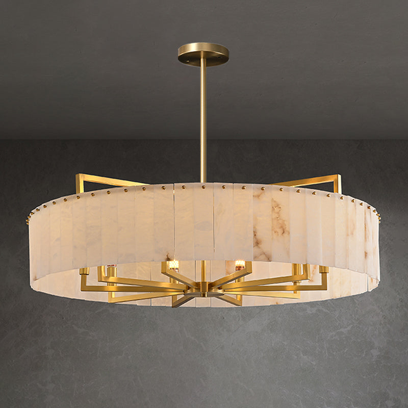 WOMO Lustre Rond Albâtre Doré Art Déco-WM2390a
