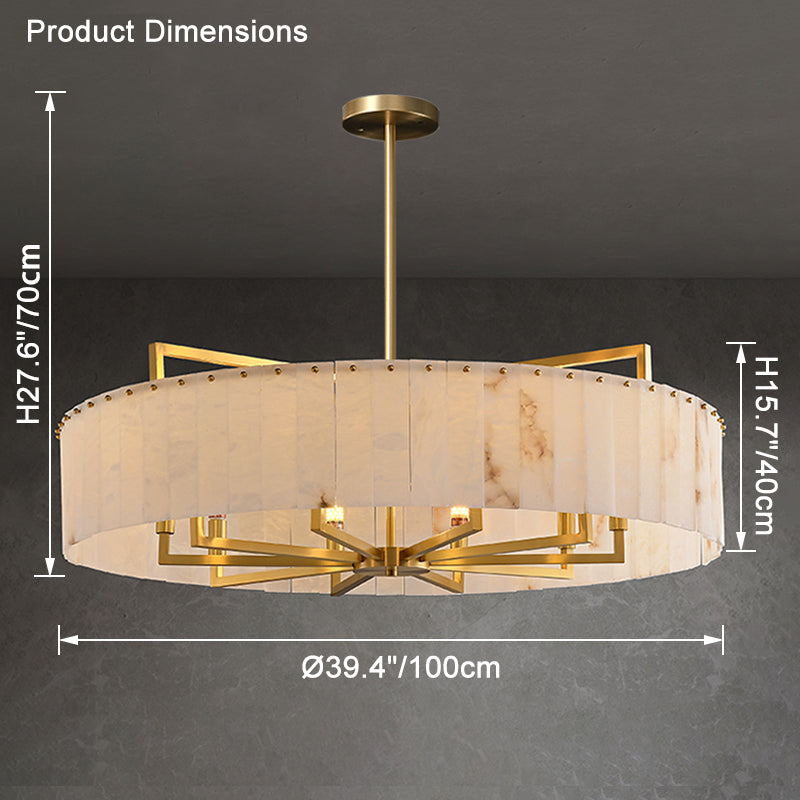 WOMO Lustre Rond Albâtre Doré Art Déco-WM2390a