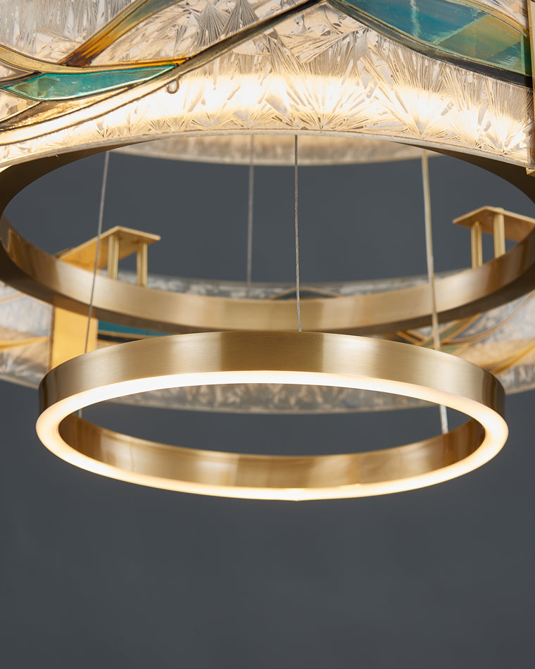 WOMO Lustre Anneaux Led Doré Luxe-WM2336