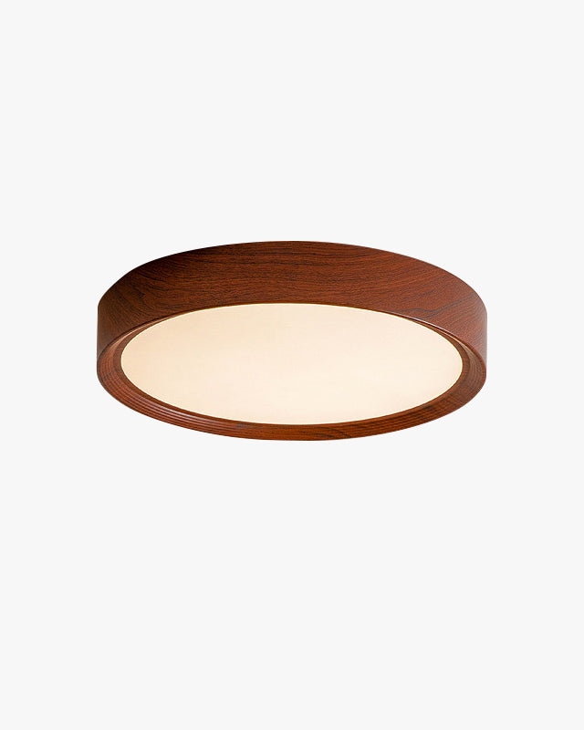 Plafonnier rond WOMO blanc/noyer-WM1192