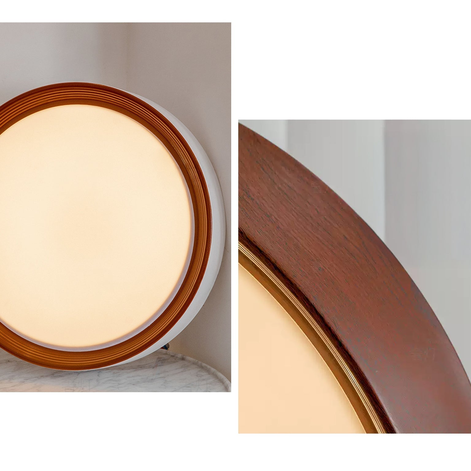 Plafonnier rond WOMO blanc/noyer-WM1192