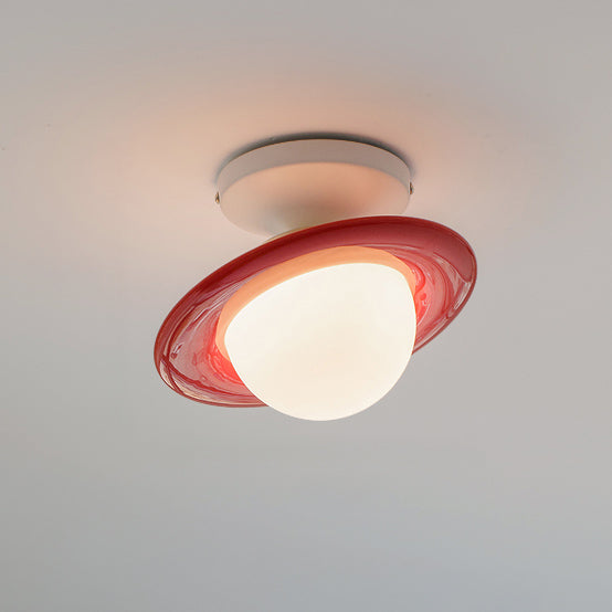 WOMO Semi-Flush Mount Ceiling Light with Colored Globe-WM1205