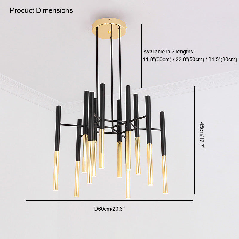 WOMO Lustre Multiple Tube Noir/Doré-WM2083