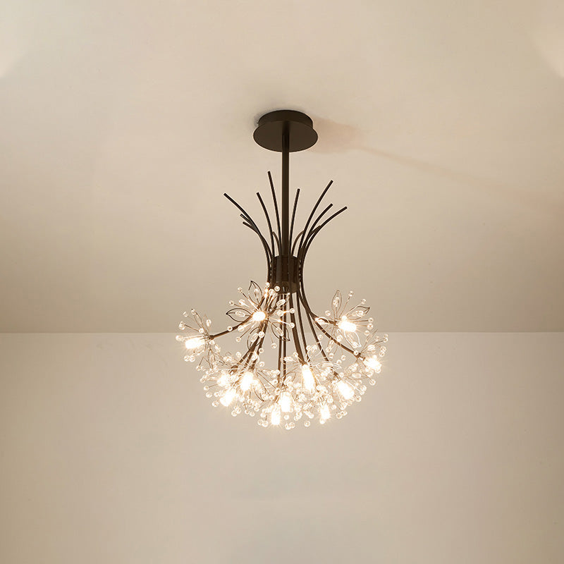 WOMO Lustre Deco Fleur Cristal Doré/Noir-WM2077