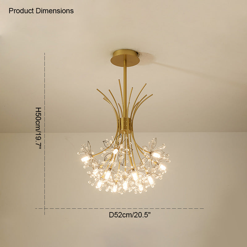 WOMO Lustre Deco Fleur Cristal Doré/Noir-WM2077