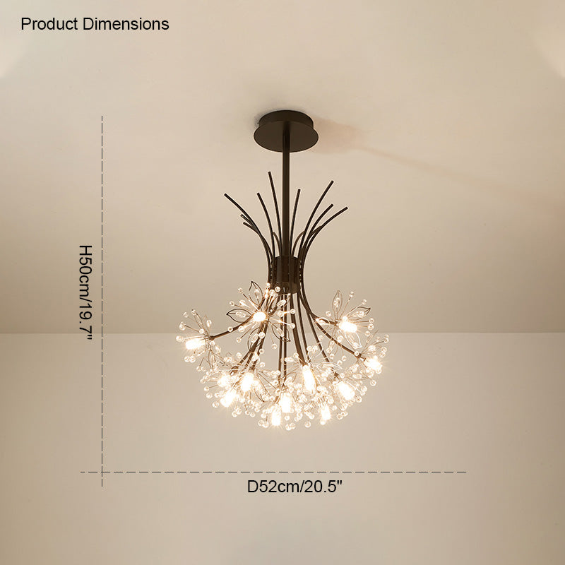 WOMO Lustre Deco Fleur Cristal Doré/Noir-WM2077