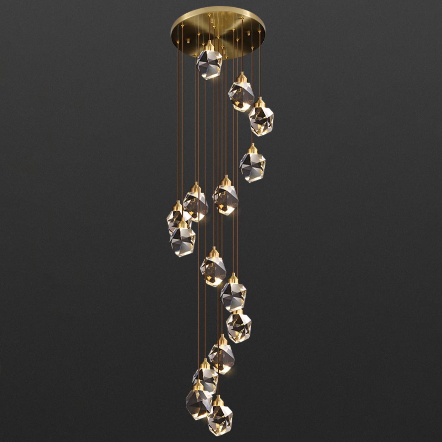 WOMO Lustre Cristal Doré Plusieurs Ampoules-WM2189