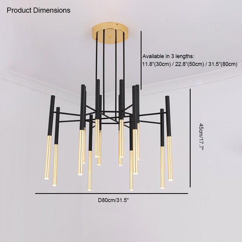 WOMO Lustre Multiple Tube Noir/Doré-WM2083