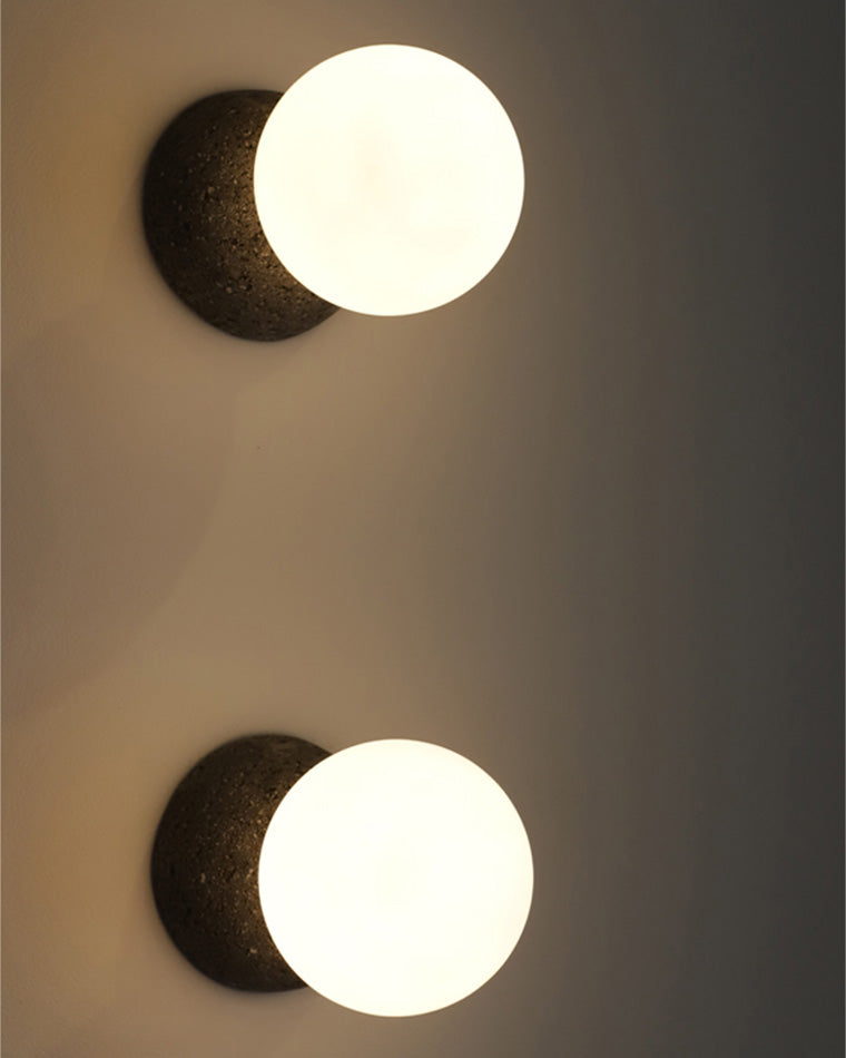 Applique murale WOMO Globe en verre blanc et noir-WM6103