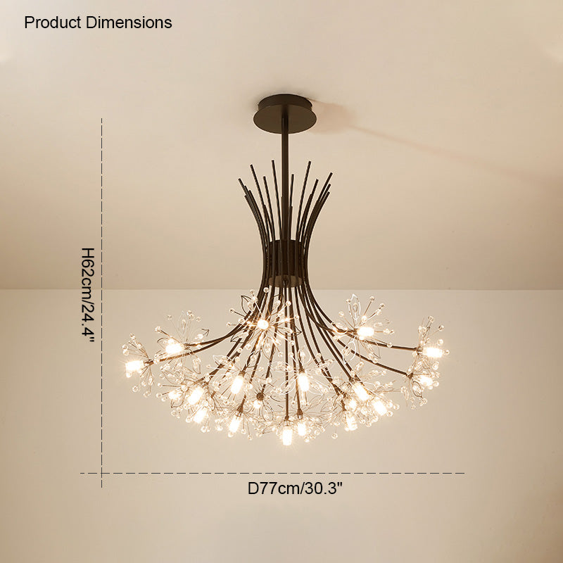 WOMO Lustre Deco Fleur Cristal Doré/Noir-WM2077