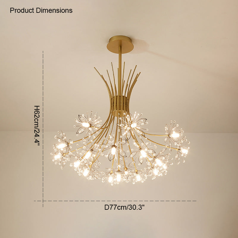 WOMO Lustre Deco Fleur Cristal Doré/Noir-WM2077