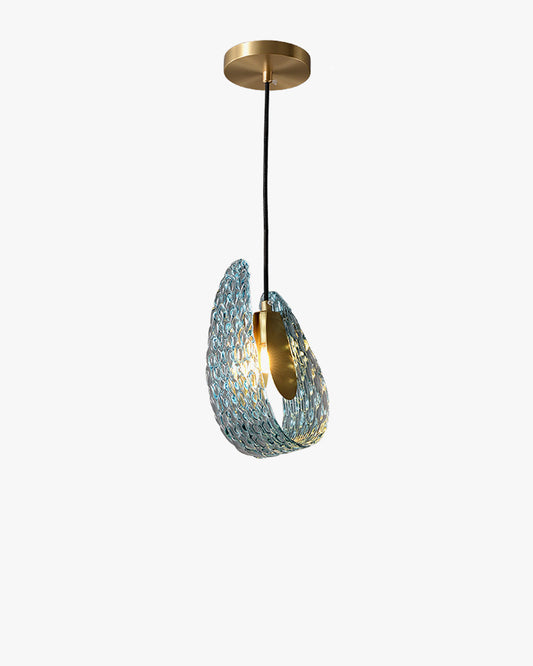 WOMO Suspension Pétale Verre Bleu-WM2213a