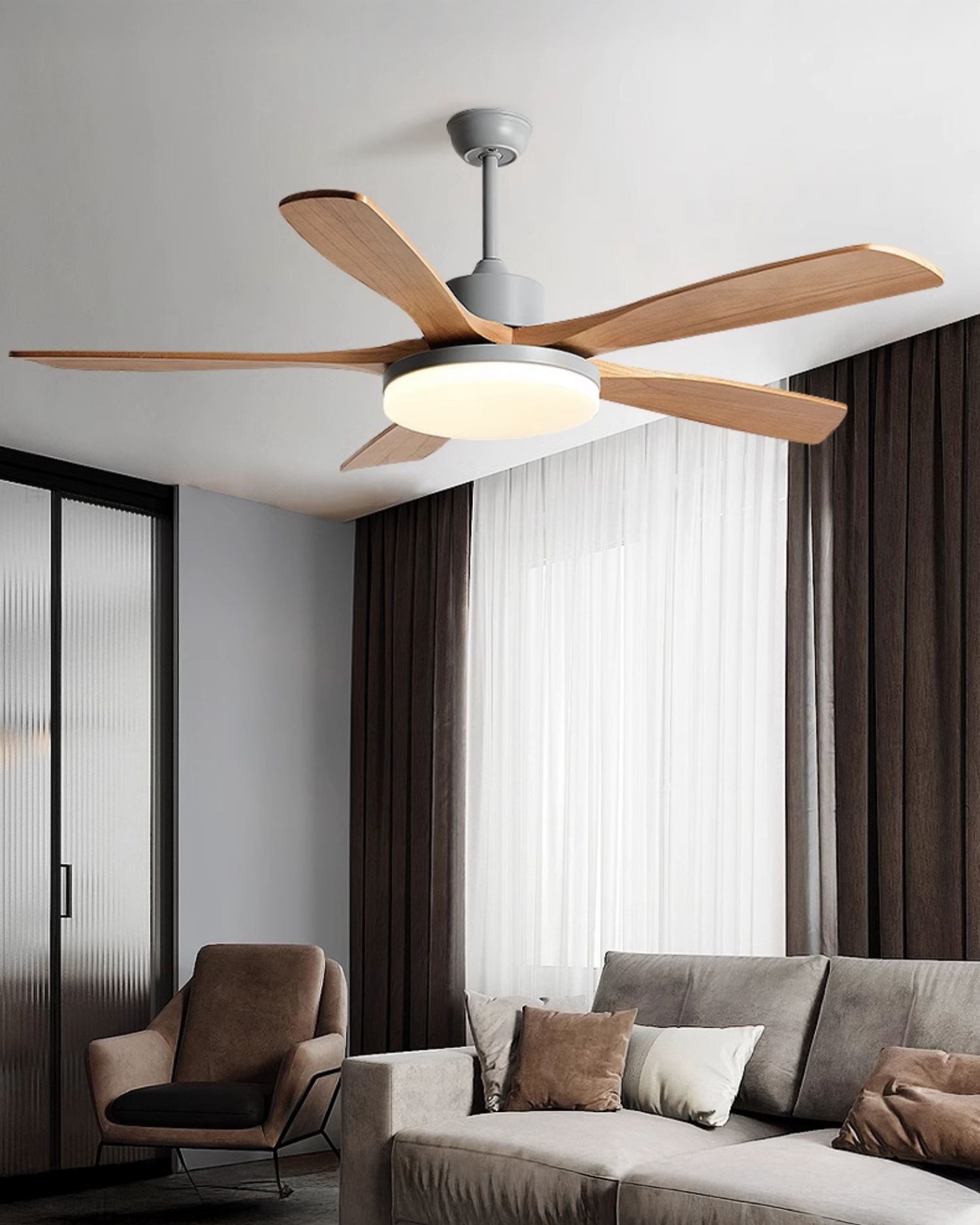 WOMO Lampe à ventilateur de plafond moderne à 5 pales - WM5206