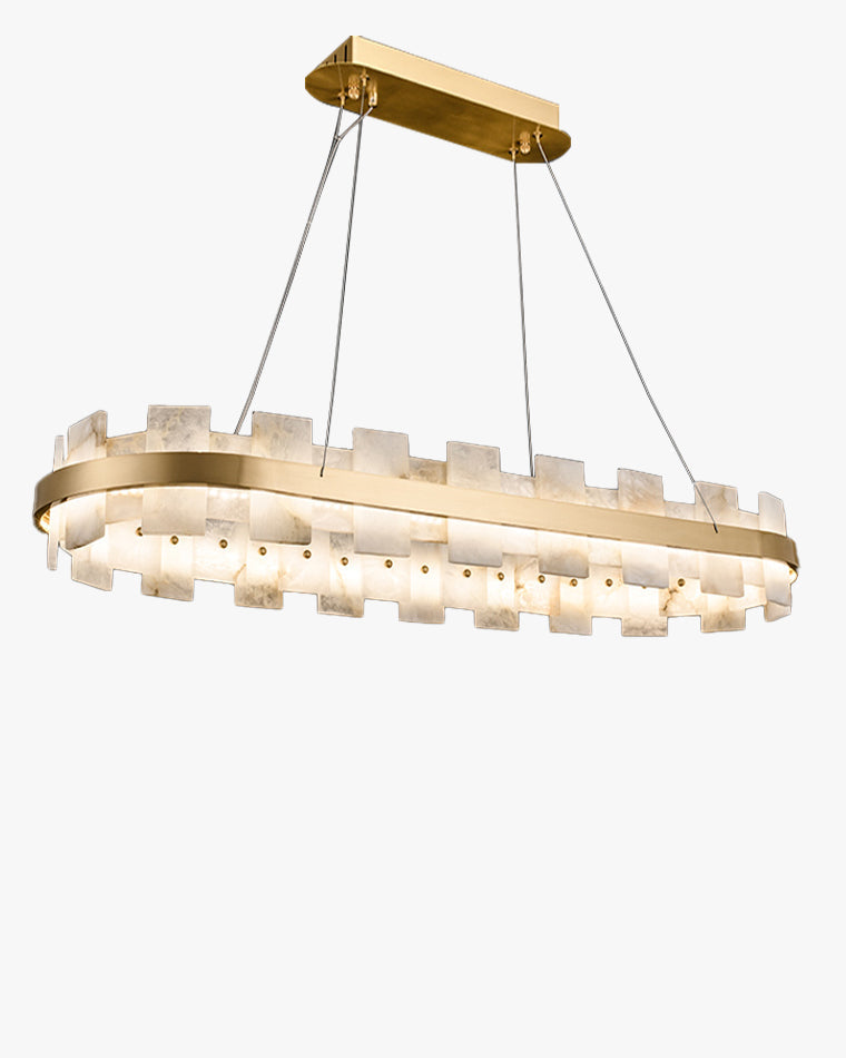 Lustre rond en albâtre doré WOMO-WM2394
