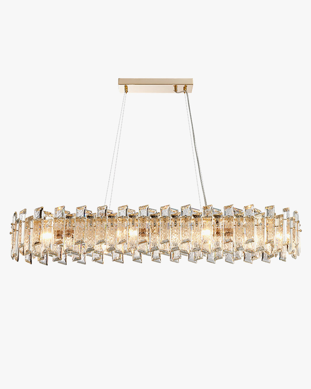 Lustre ovale long en cristal d'or WOMO-WM2403