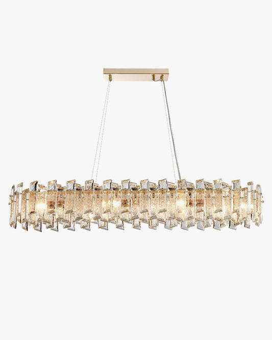 Lustre ovale long en cristal d'or WOMO-WM2403