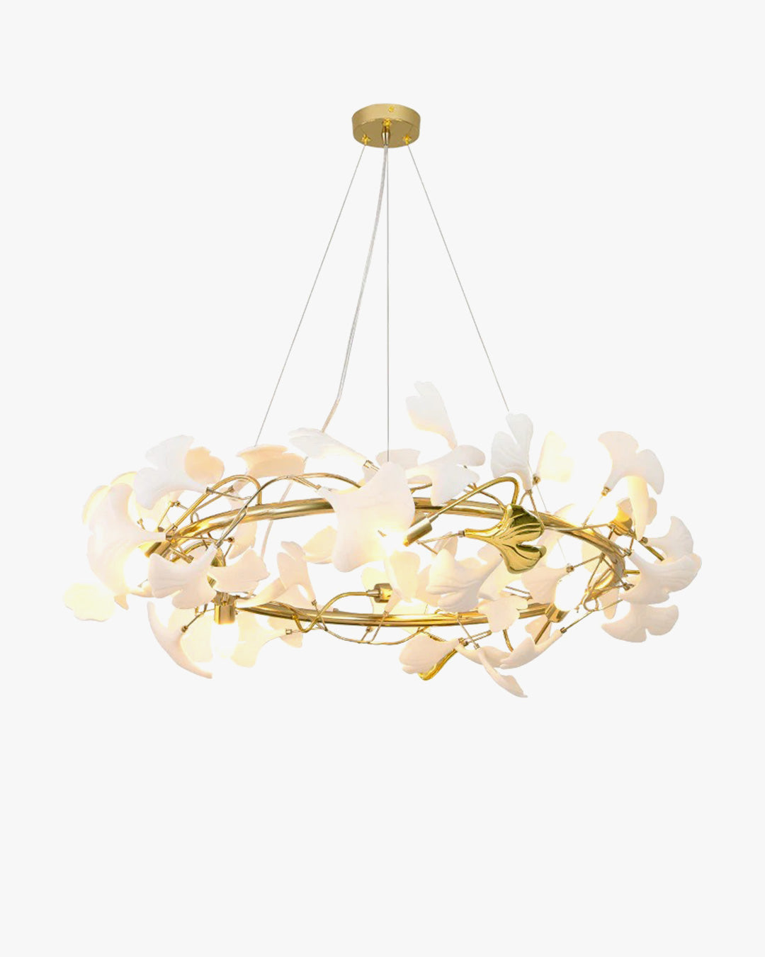 WOMO Round Ginkgo Leaf Decorative Ceramic Chandelier-WM2422