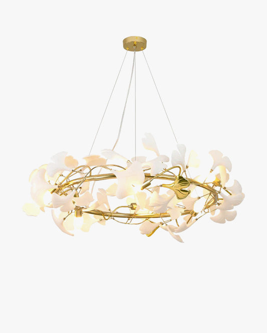 WOMO Lustre Rond Feuille de Ginkgo Céramiqu Décorative-WM2422