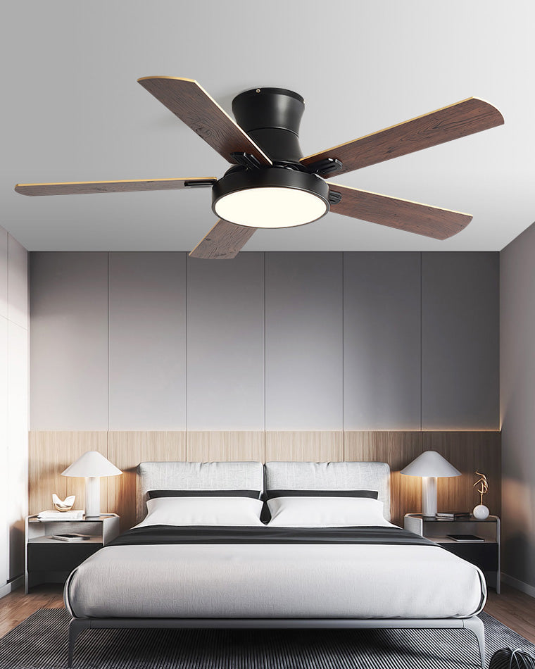 Lampe de ventilateur de plafond en bois à profil bas WOMO-WM5014