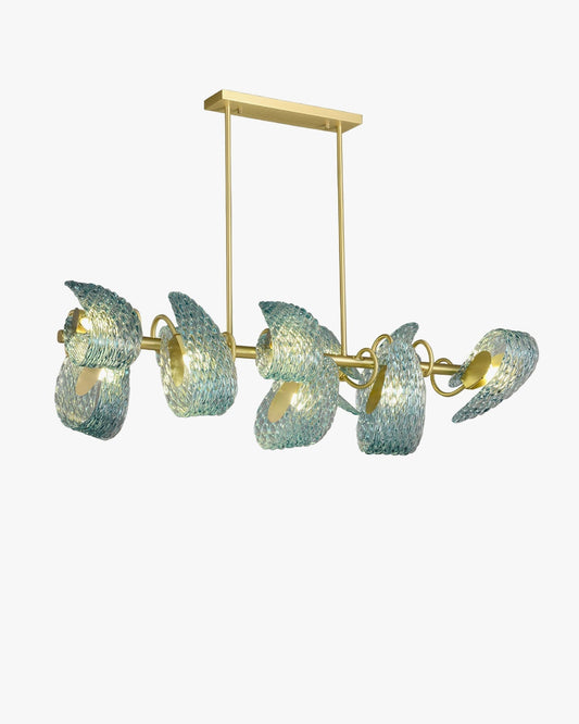 WOMO Lustre Lineaire Petale en Verre Bleu-WM2213c