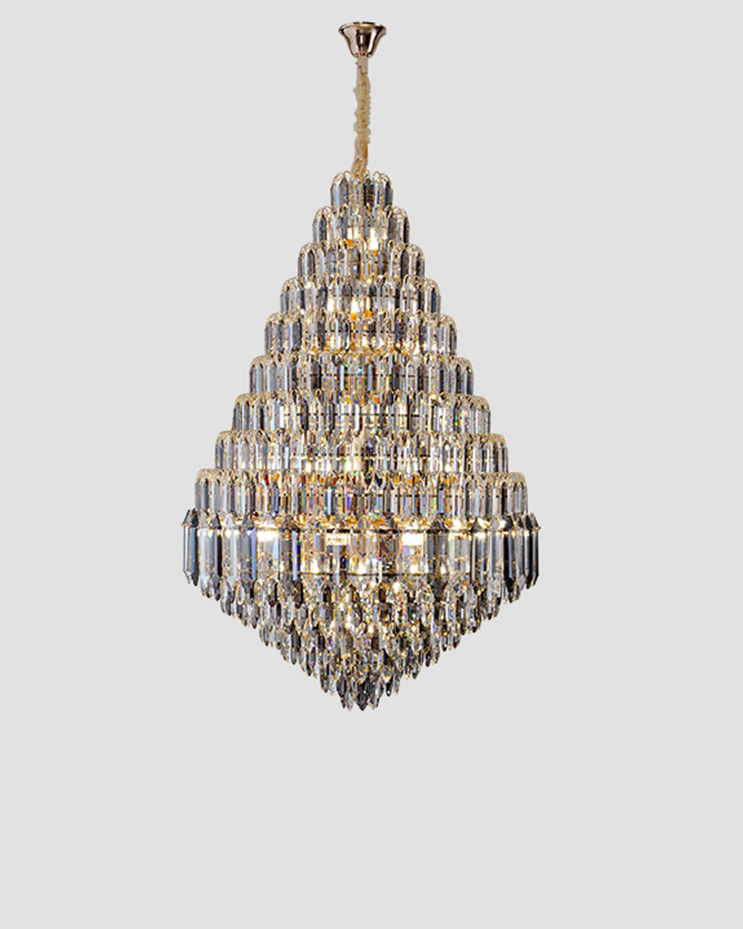 Lustre de foyer en cristal conique à plusieurs niveaux WOMO-WM2384