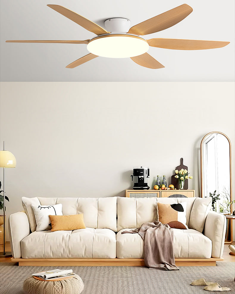 Ventilateur de plafond WOMO à profil bas à 6 pales avec lumière vive - WM5191