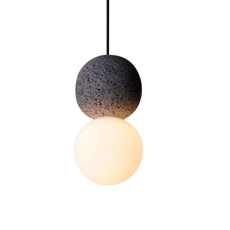 WOMO Globe en verre blanc et noir pendant Light-WM2086