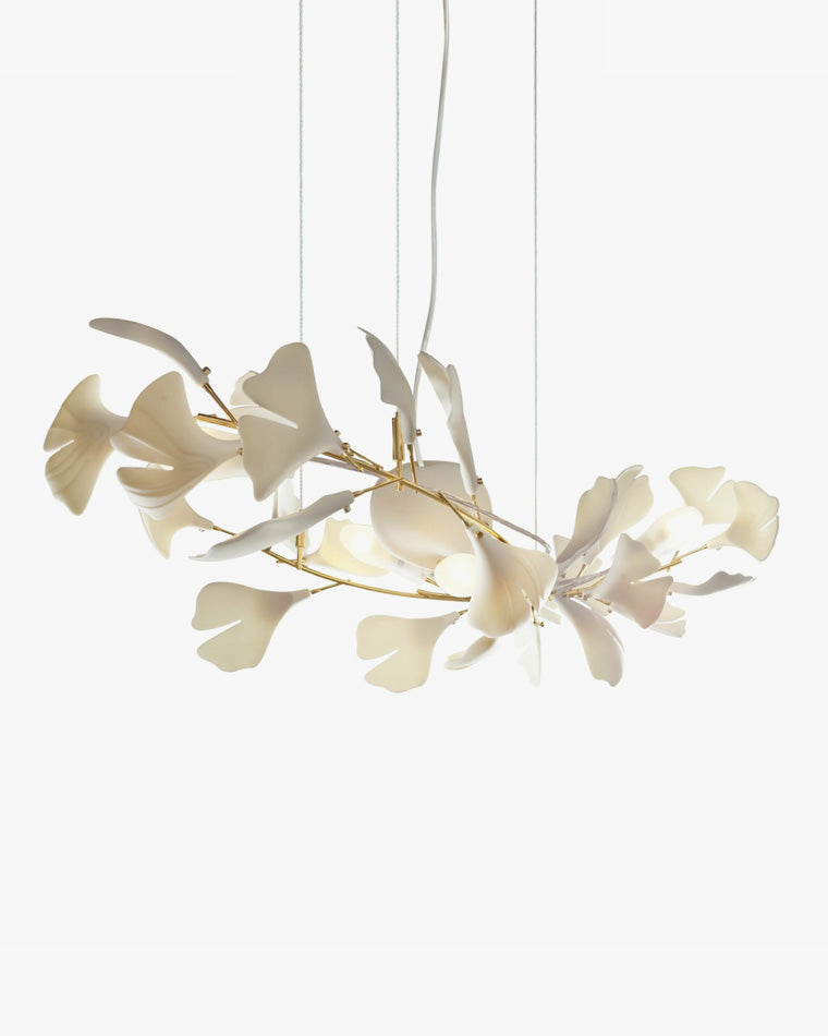 WOMO Decorative Ceramic Ginkgo Leaf Long Chandelier-WM2429
