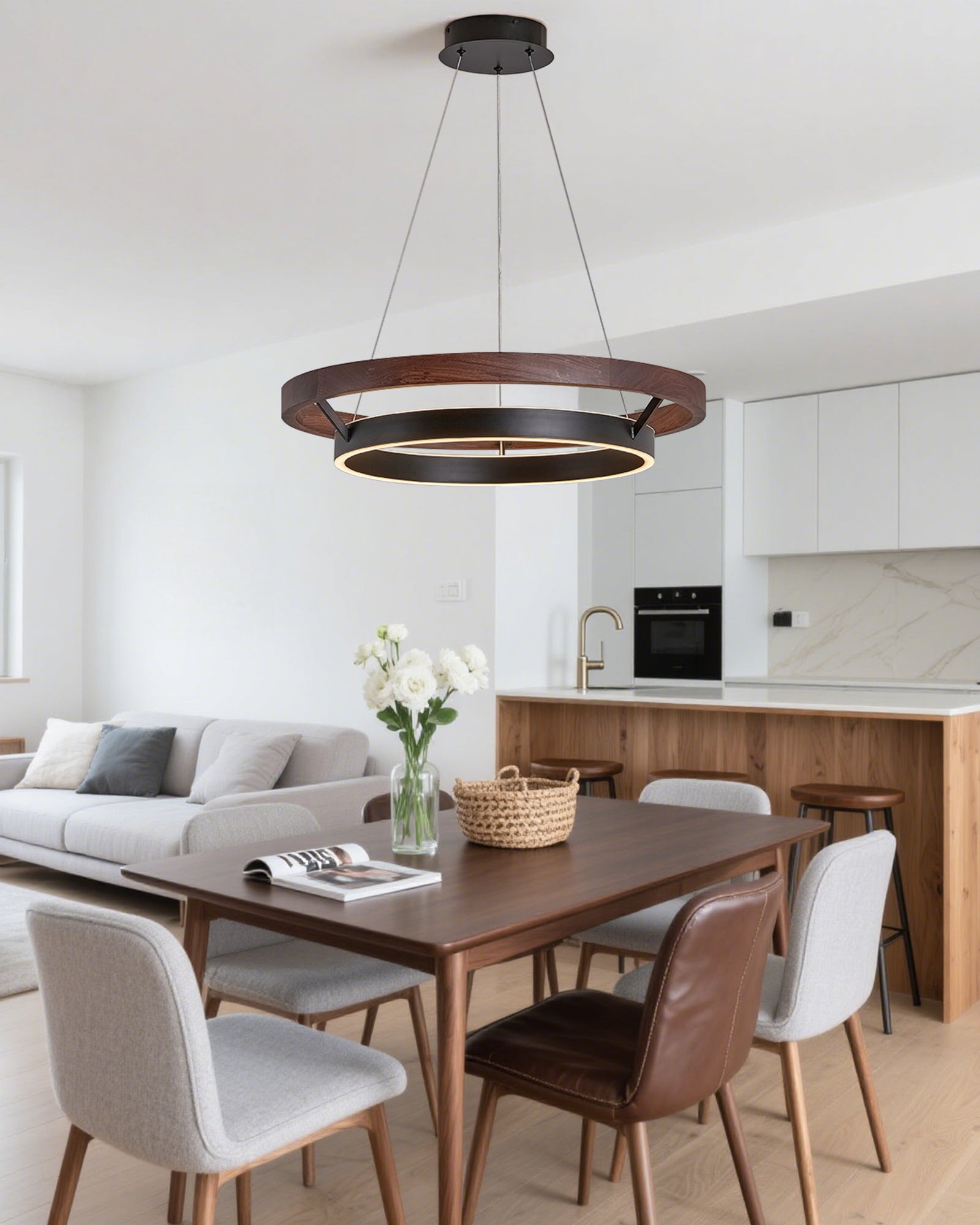 WOMO Wooden LED Ring Chandelier-WM2492