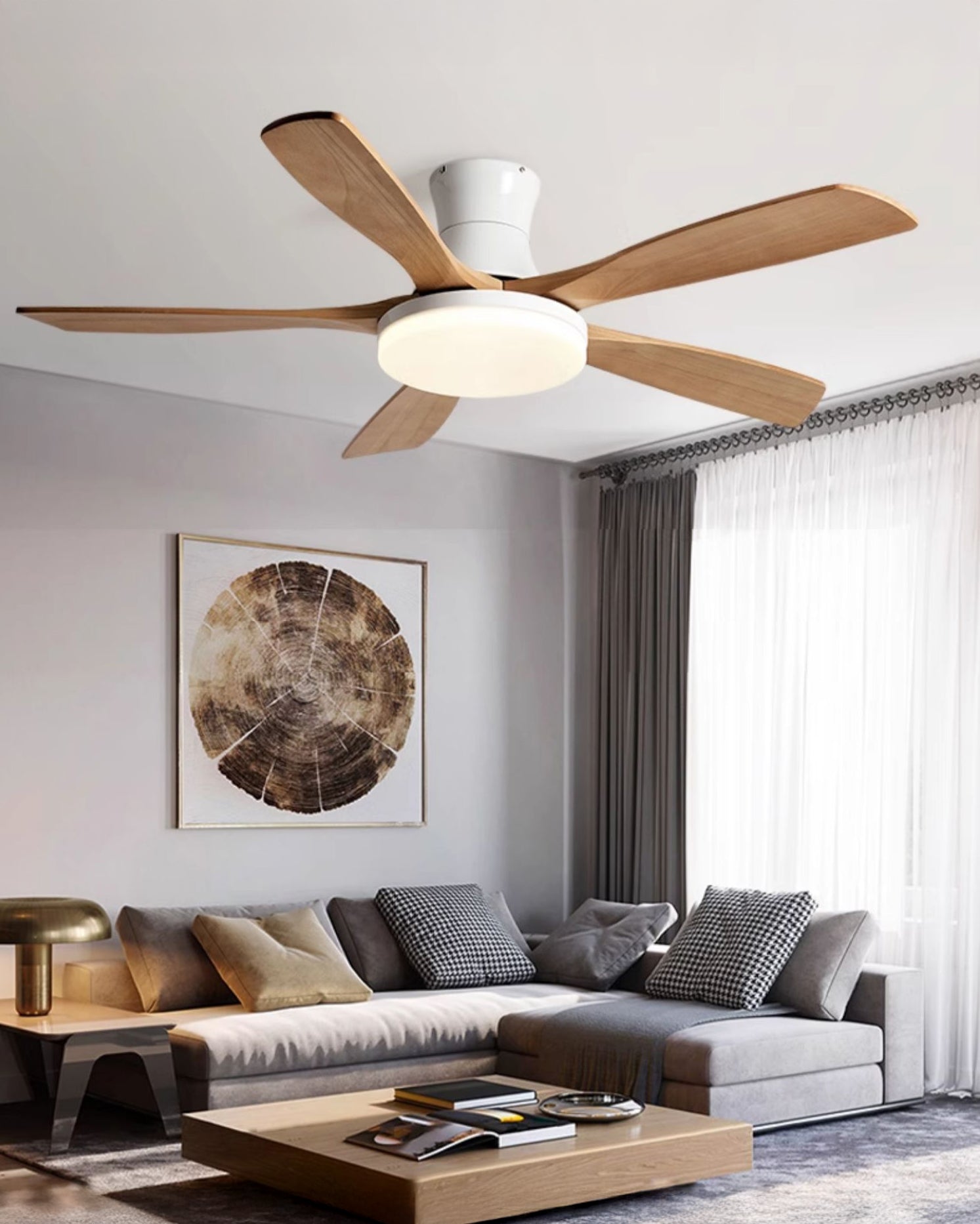 Lampe à ventilateur de plafond WOMO à 5 pales à profil bas - WM5208