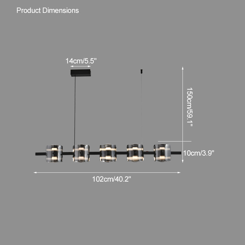 WOMO Lustre Lustre Lineaire Verre Doré/Noir-WM2219B