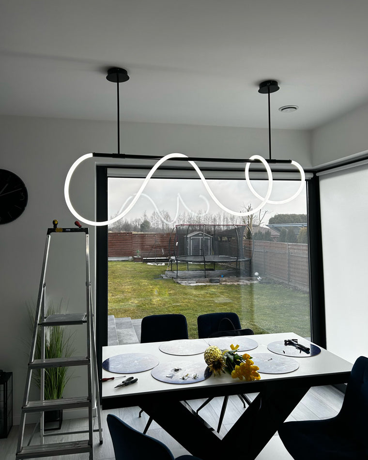 WOMO Suspension LED Filaire Blanc Lineaire Minimaliste Design-WM2059a