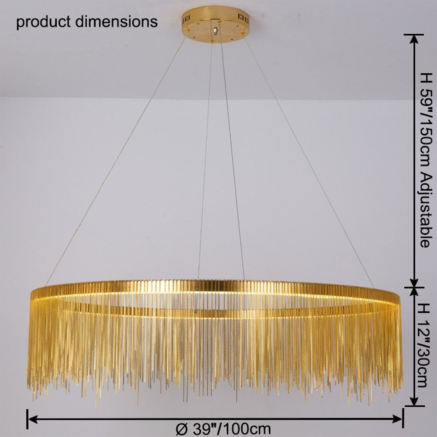 WOMO Lustre Macramé Rond Argenté/Doré-WM2062a