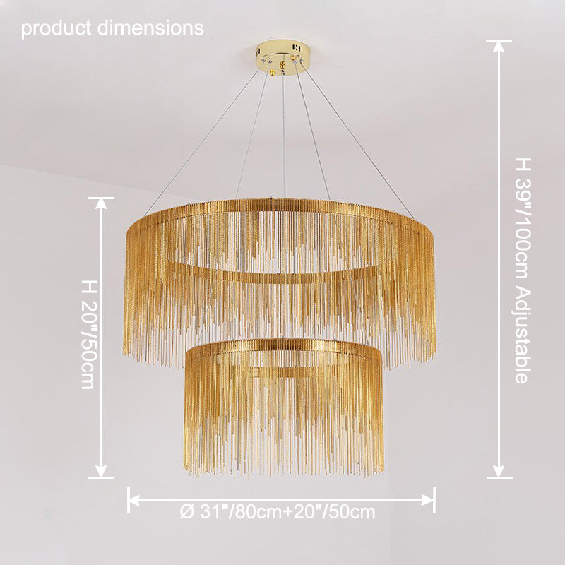 WOMO Lustre Linéaire Macramé Doré/Argent-WM2062b