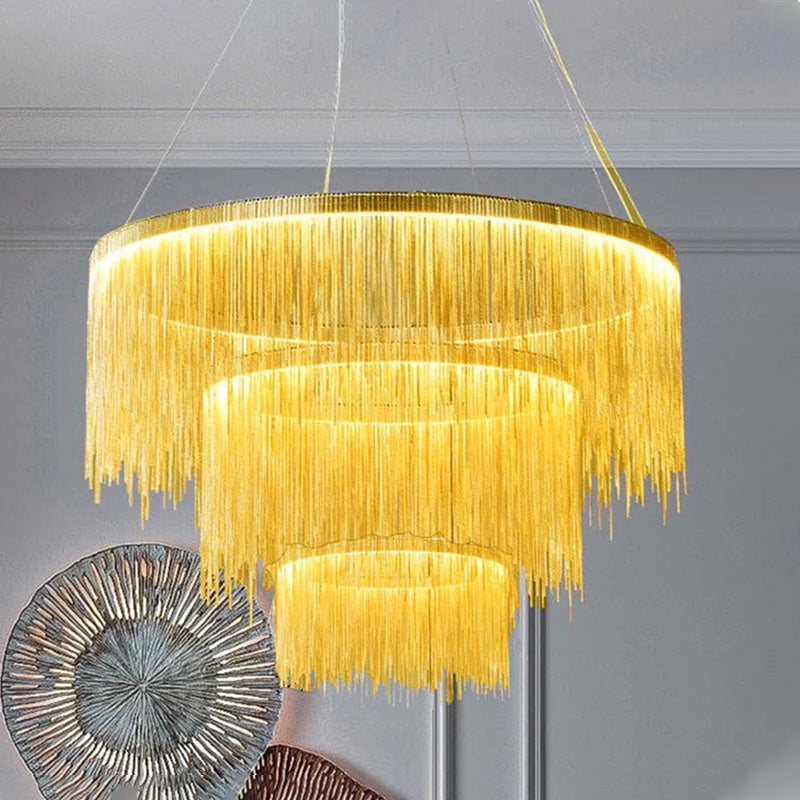 WOMO Lustre Linéaire Macramé Doré/Argent-WM2062b