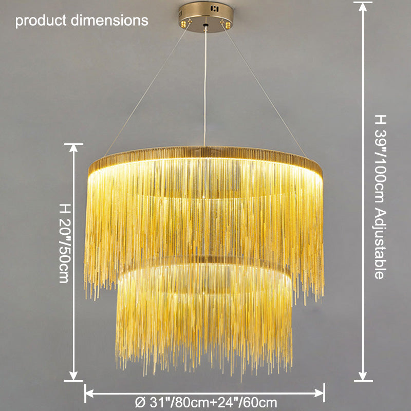 WOMO Lustre Linéaire Macramé Doré/Argent-WM2062b