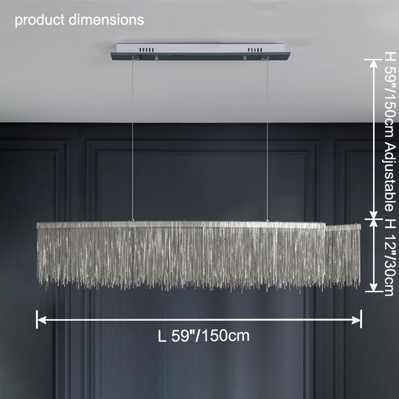 WOMO Lustre Linéaire Macramé Doré/Argent-WM2062b