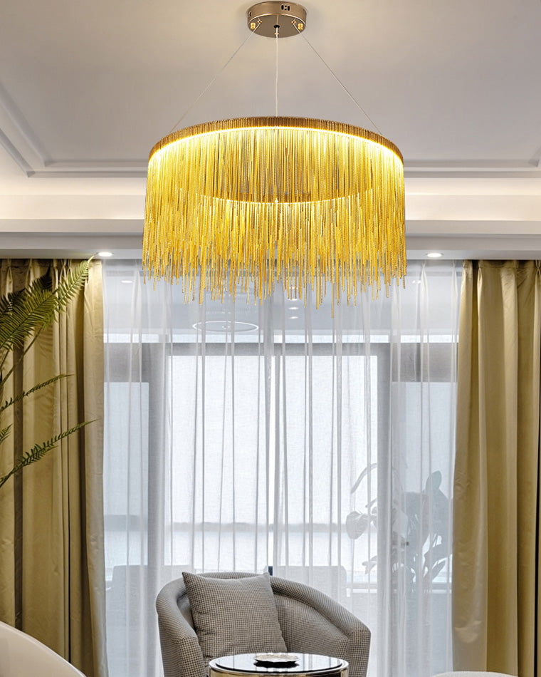 WOMO Lustre Macramé Rond Argenté/Doré-WM2062a