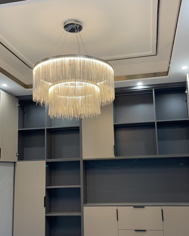 WOMO Lustre Luxe Macramé Anneaux Led-WM2062c